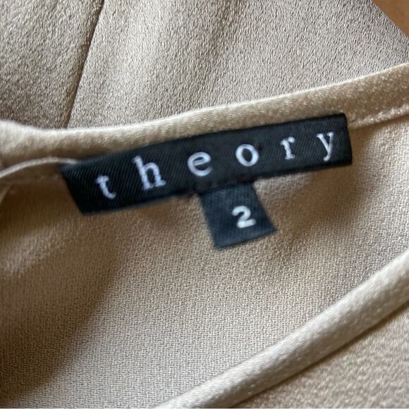 Theory Maiba Bright Satin Dress Womens 2 Silver Dropped Waist Back Zip Pockets - Picture 6 of 8